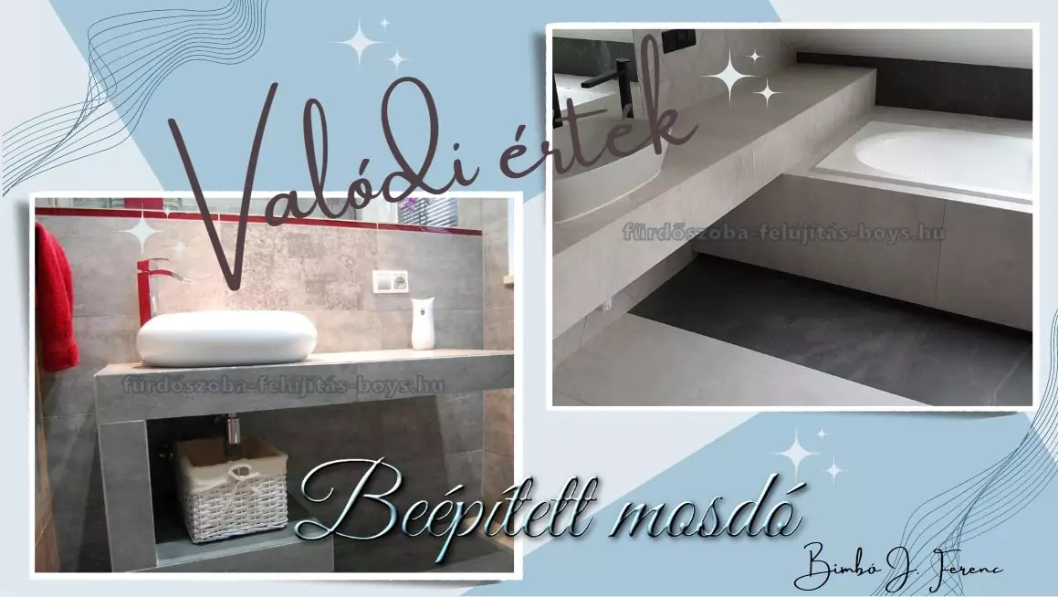 fürdőszoba felújítás, épített mosdó készítése