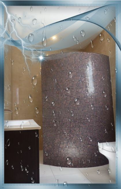 fürdőszoba íves zuhanyzó fal