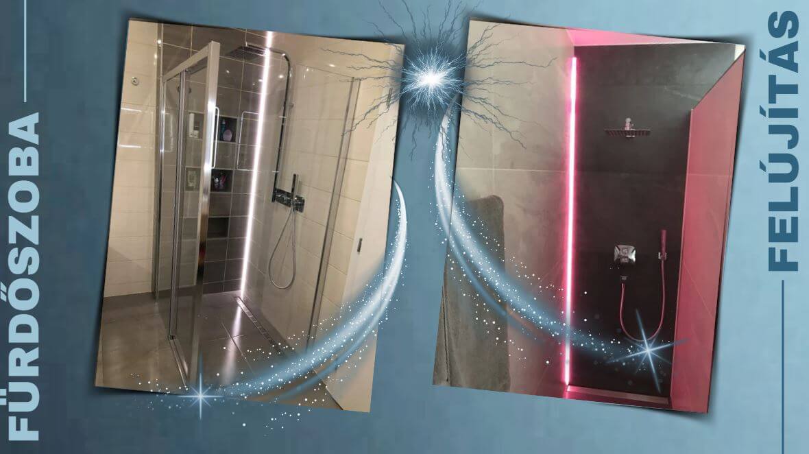 fürdőszoba felújítás zuhanyzó hangulatvilágítás