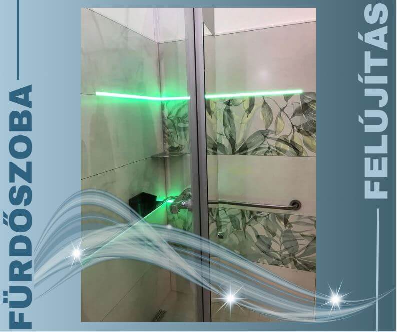 fürdőszoba felújítás zuhanyzó led világítás