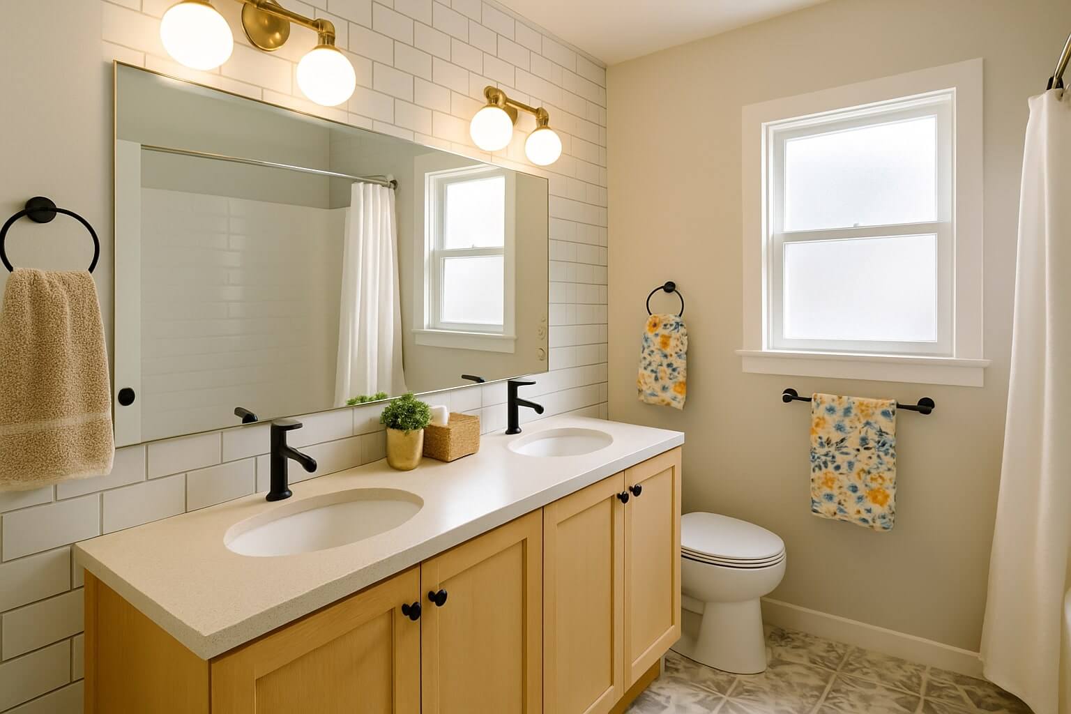 két mosdós fürdőszoba